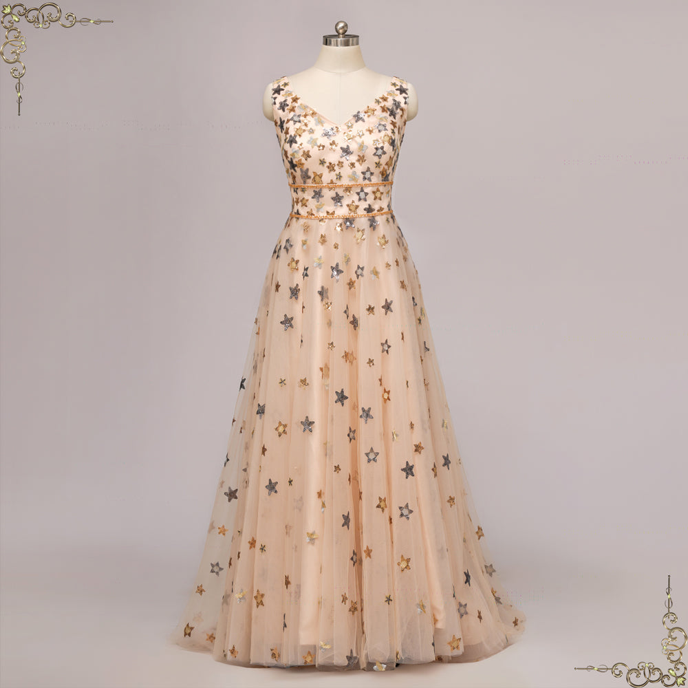 Monroe Strapless Gown w/ Side Sash- Champagne