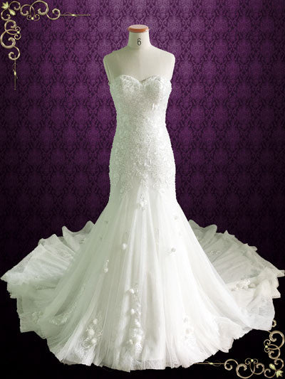 Strapless Lace Mermaid Wedding Dress With Sweetheart Neckline