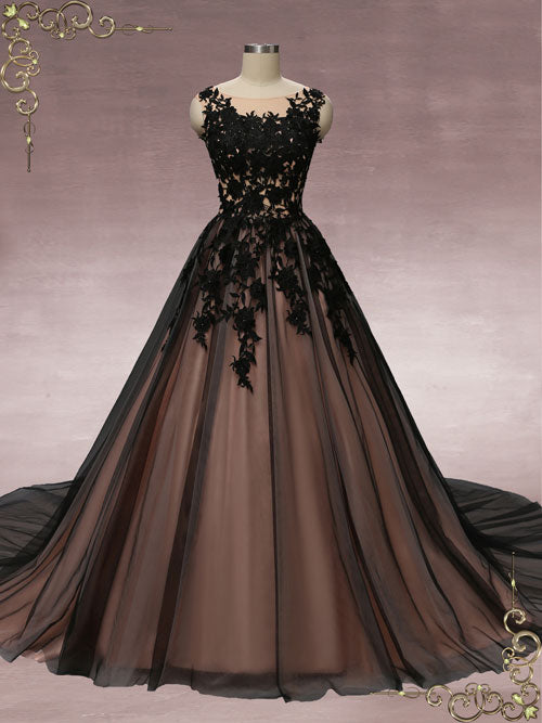 Black Lace Ball Gown Wedding Dress Martha Ieie 9088