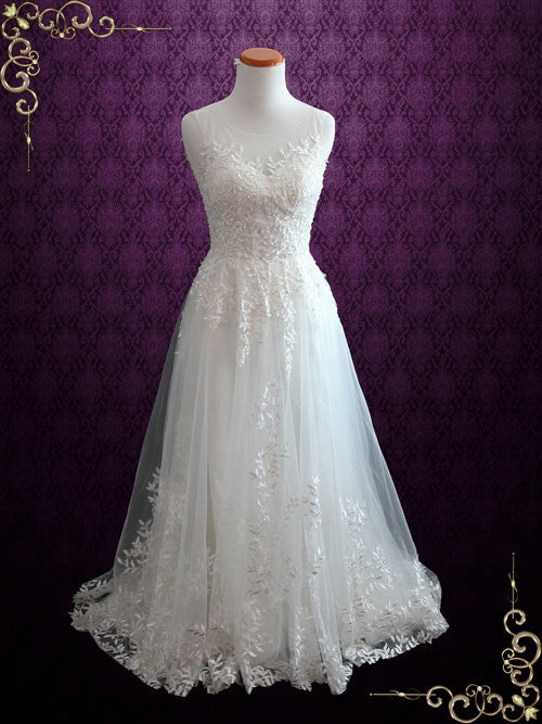 Fairytale Lace Wedding Dress with Illusion Neckline