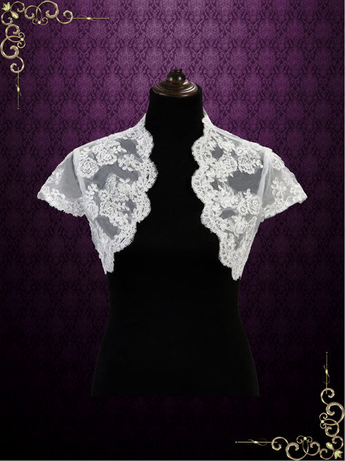 Short Cap Sleeves Lace Shrug Bolero Jacket