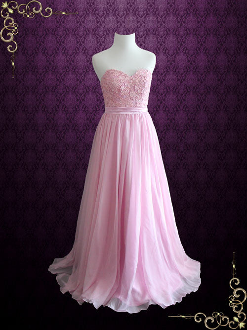 Light Pink Strapless Chiffon Bridesmaid Dresses