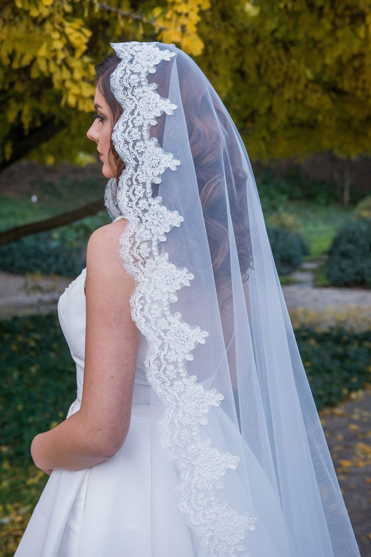 Cathedral Veil with Lace Trim
