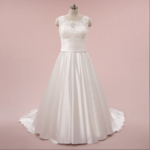 Lace Ball Gown Wedding Dress with Satin Skirt MIRADA