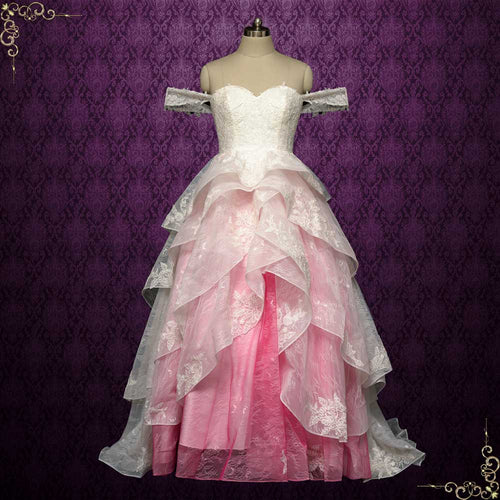 Pink “Princess” corset dress with french lace decoration featured