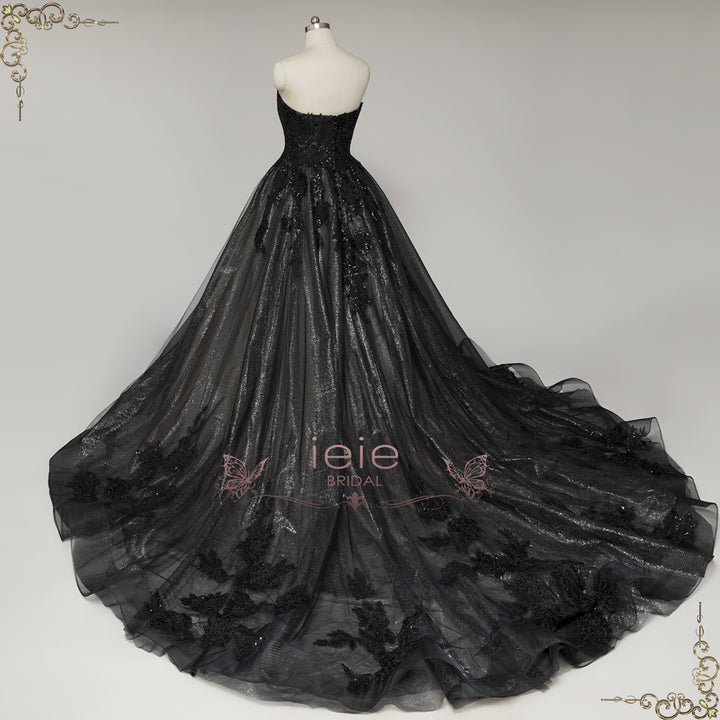 Extravagant Black Lace Ball Gown Wedding Dress | Mavis