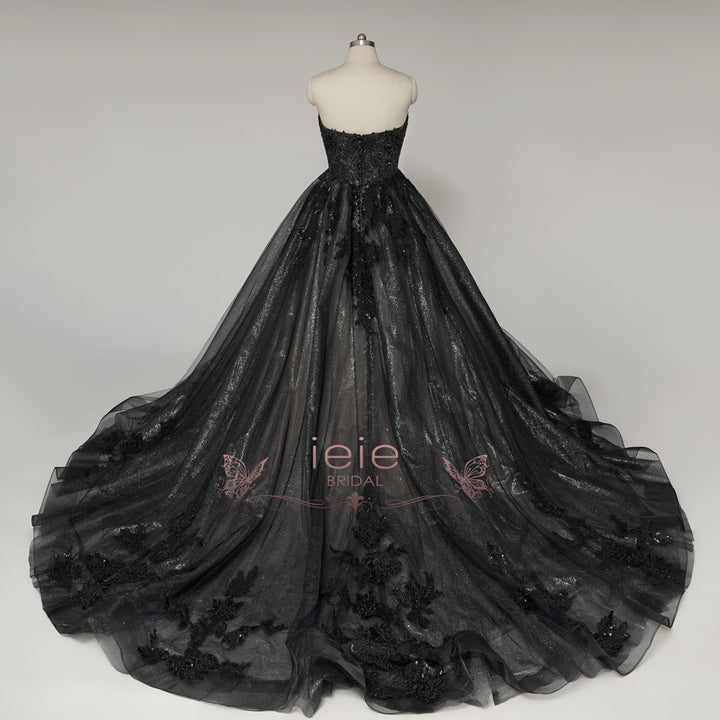 Extravagant Black Lace Ball Gown Wedding Dress | Mavis