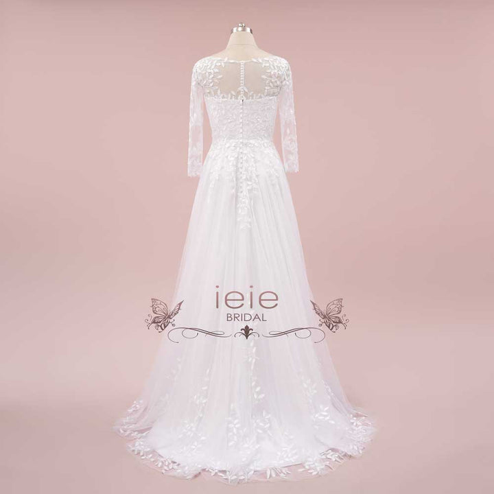 Slim A-line Lace Wedding Dress with Long Sleeves | CADENCE