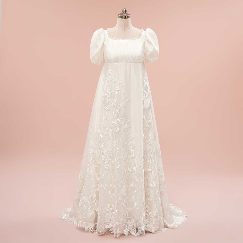 Regency Bridgerton Style Empire Lace Wedding Dress | DAPHNIE – ieie