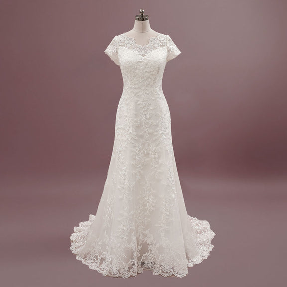 Lace Wedding Dress with Cap Sleeves | PATTY – ieie