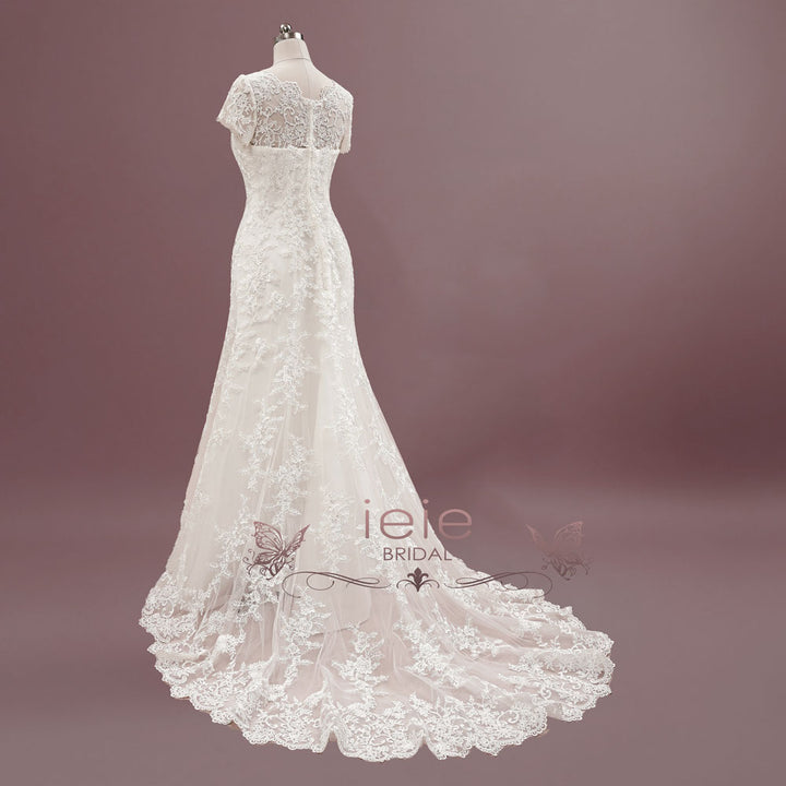 Lace Wedding Dress with Cap Sleeves | PATTY