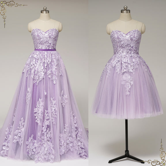 Convertible Purple Lace Wedding Dress with Overskirt | VASPER – ieie