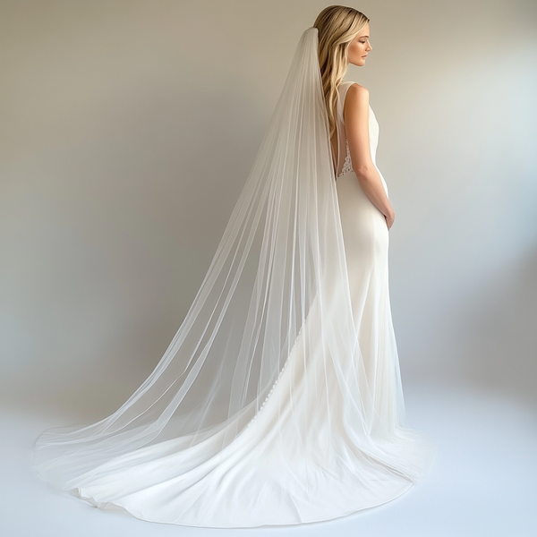 Signature Tulle Chapel & Cathedral Length Veil With Raw Edge VG1030