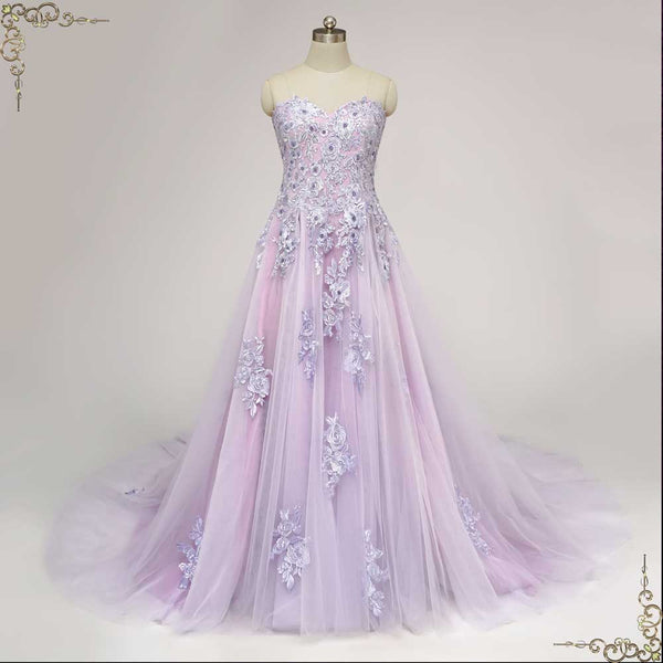 Ready to Wear Strapless Purple Lace Wedding Dress ZORANA