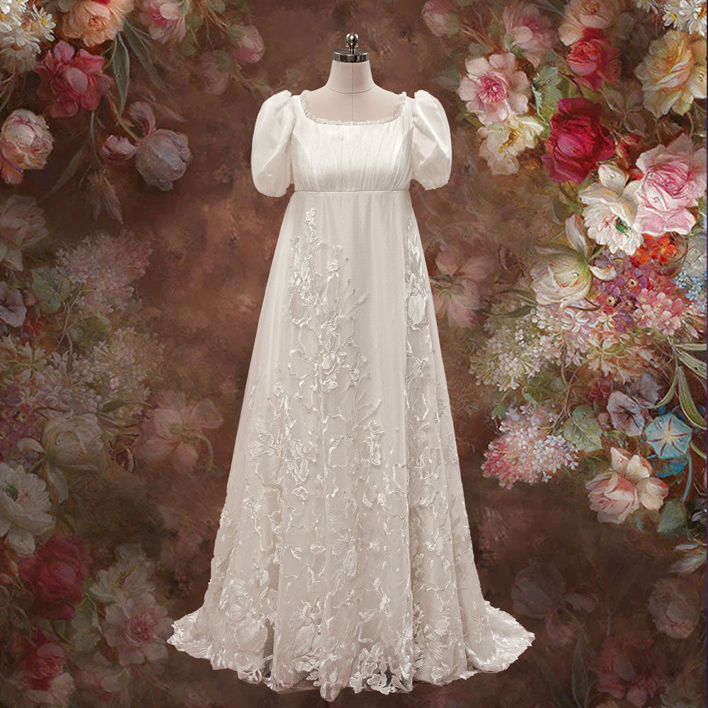 Regency Bridgerton Style Empire Lace Wedding Dress | DAPHNIE – ieie