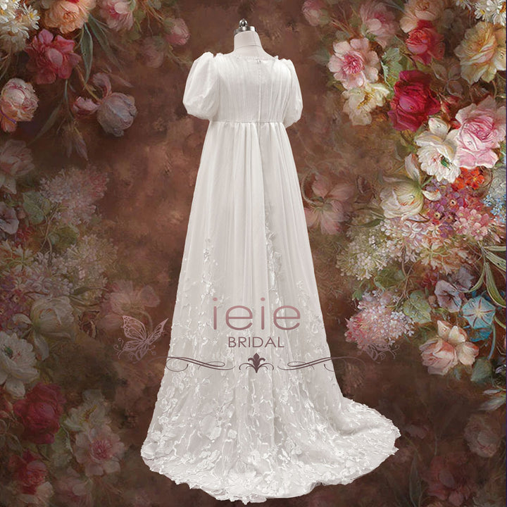 Regency Bridgerton Style Empire Lace Wedding Dress | DAPHNIE