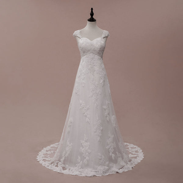 Vintage Inspired Lace Wedding Dress with Cap Sleeves | Lillen