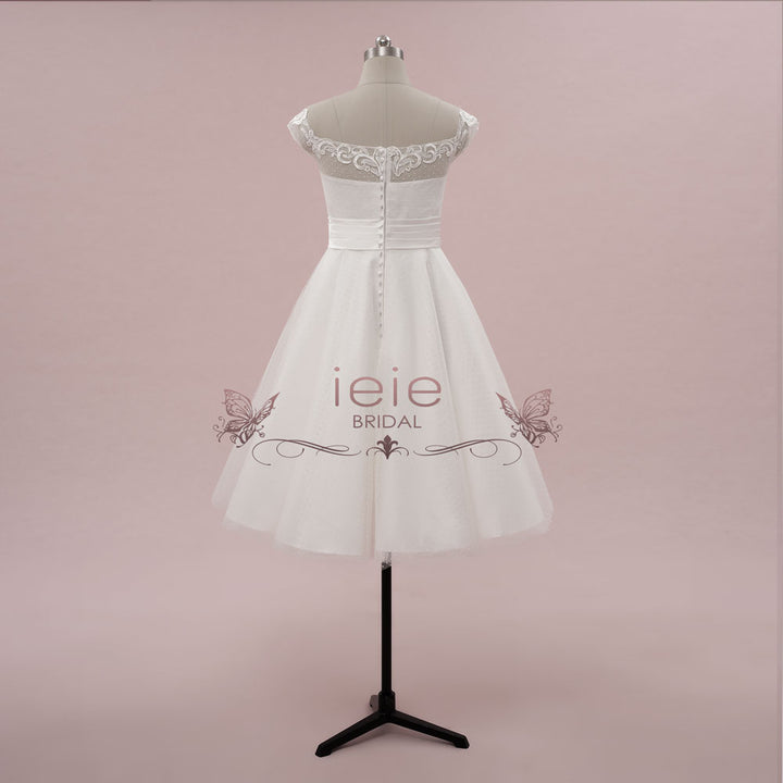 Retro 1950s Tea Length Wedding Dress with