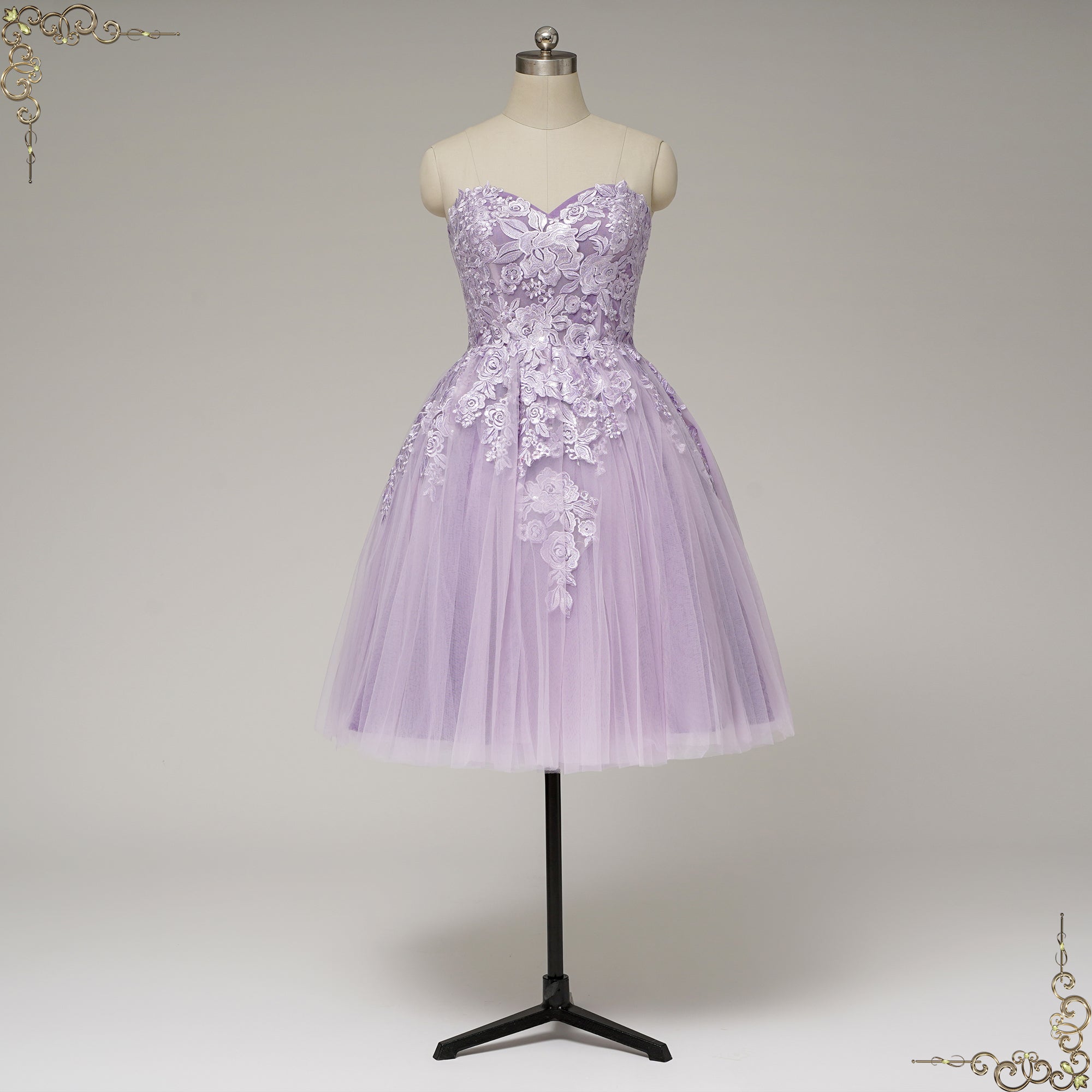 Aline Lace Short Purple Prom Dress, Puffy Purple Homecoming Dress – shopluu