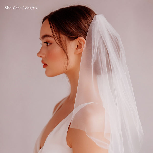 Short Shoulder Length Tulle Veil with Soft Tulle | VG1070