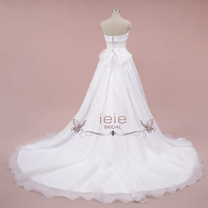 Strapless Organza A-line Wedding Dress with Bow | OLENA