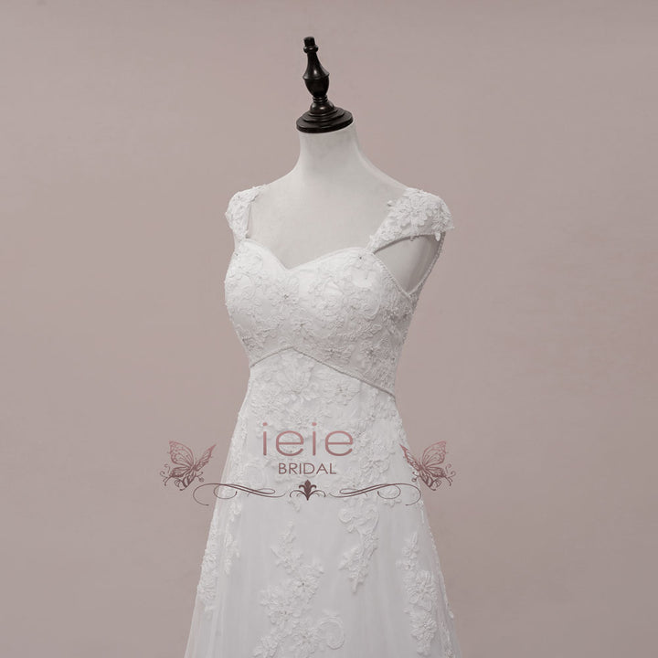 Vintage Lace Wedding Dress with Empire Waist CRESSIDA