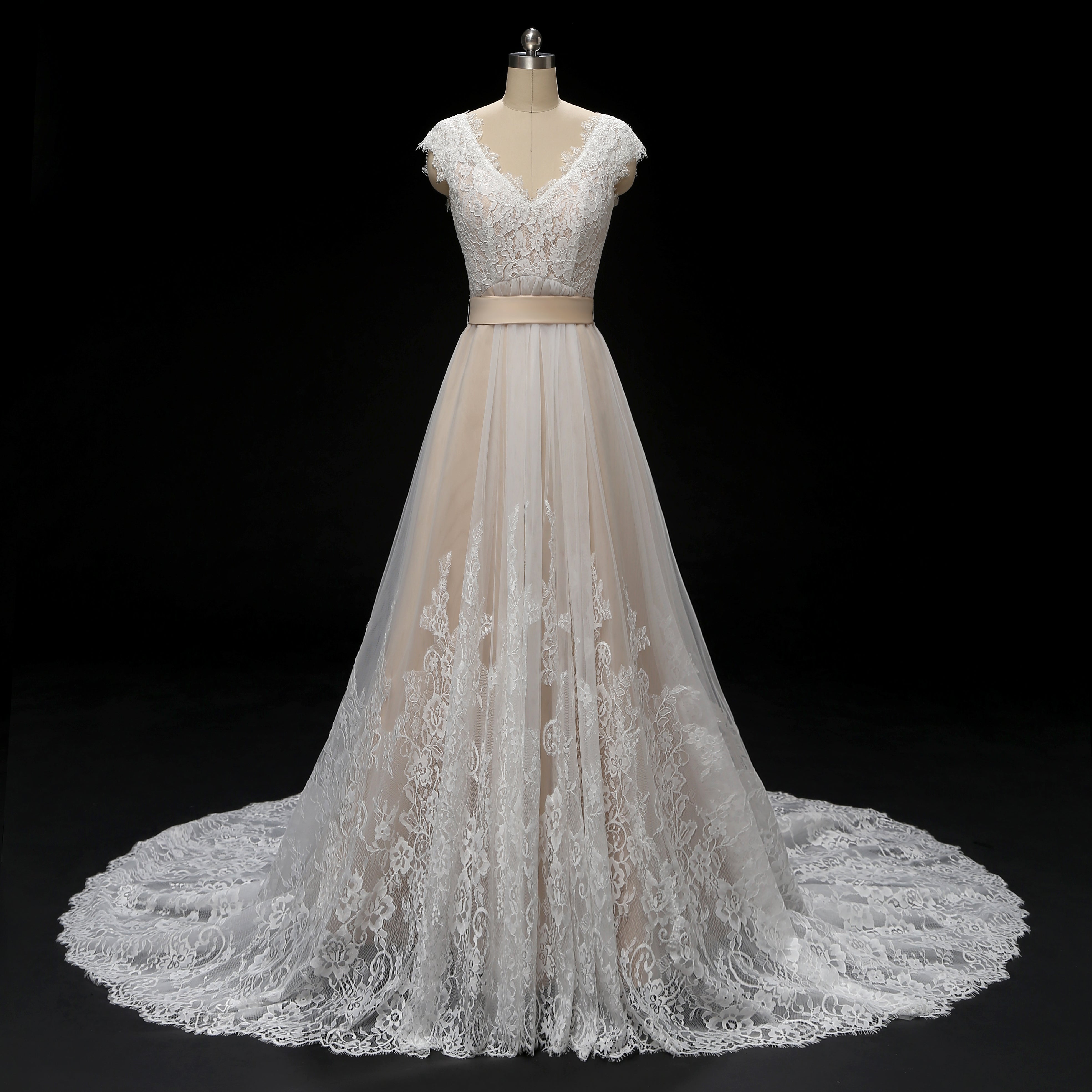 Vintage Champagne Lace Wedding Dress | ARDEN – ieie