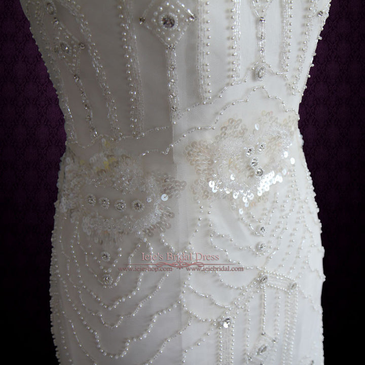 Glamorous Retro 1920’s Style Wedding Dress with Sleeves | Anabel – ieie