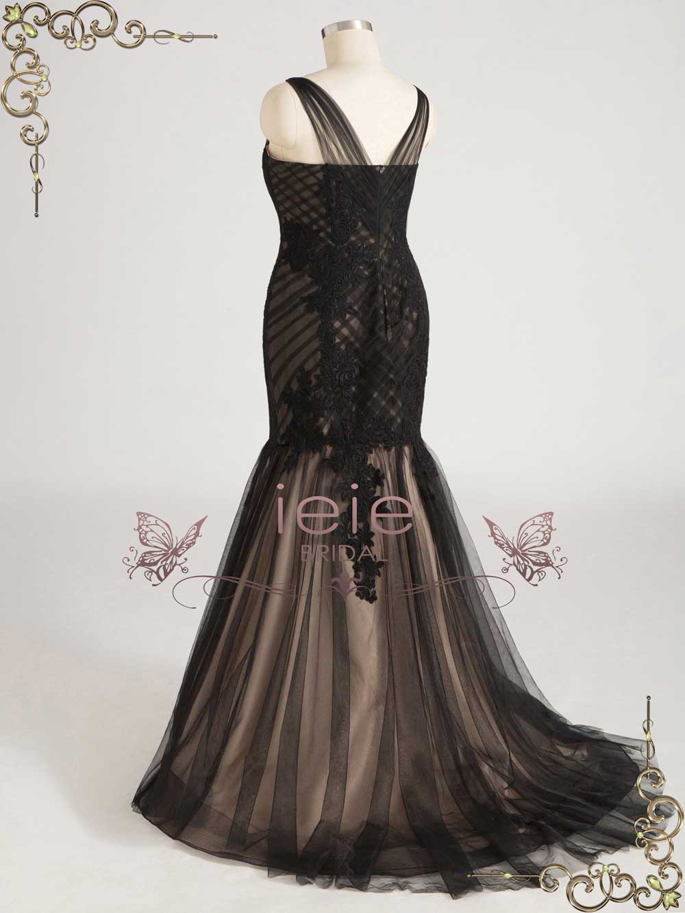 champagne with black lace mother of the bride dresses