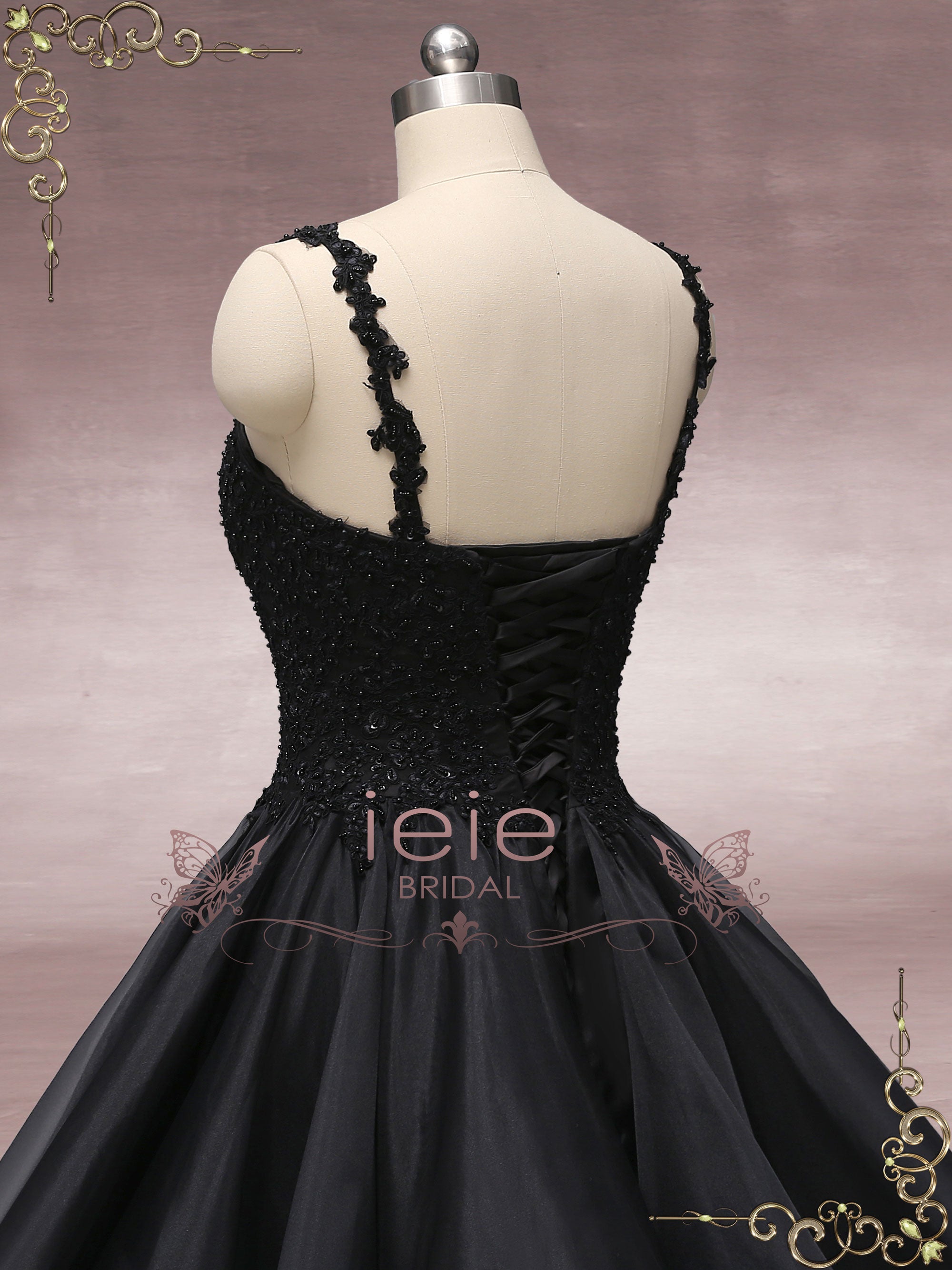 Black Ruffle Wedding Dress