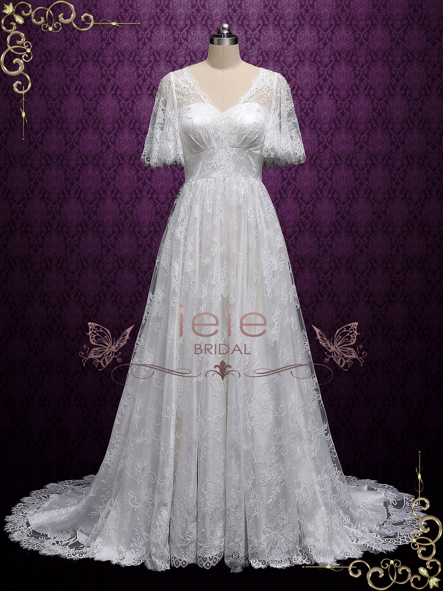 Purple butterfly wedding on sale dress