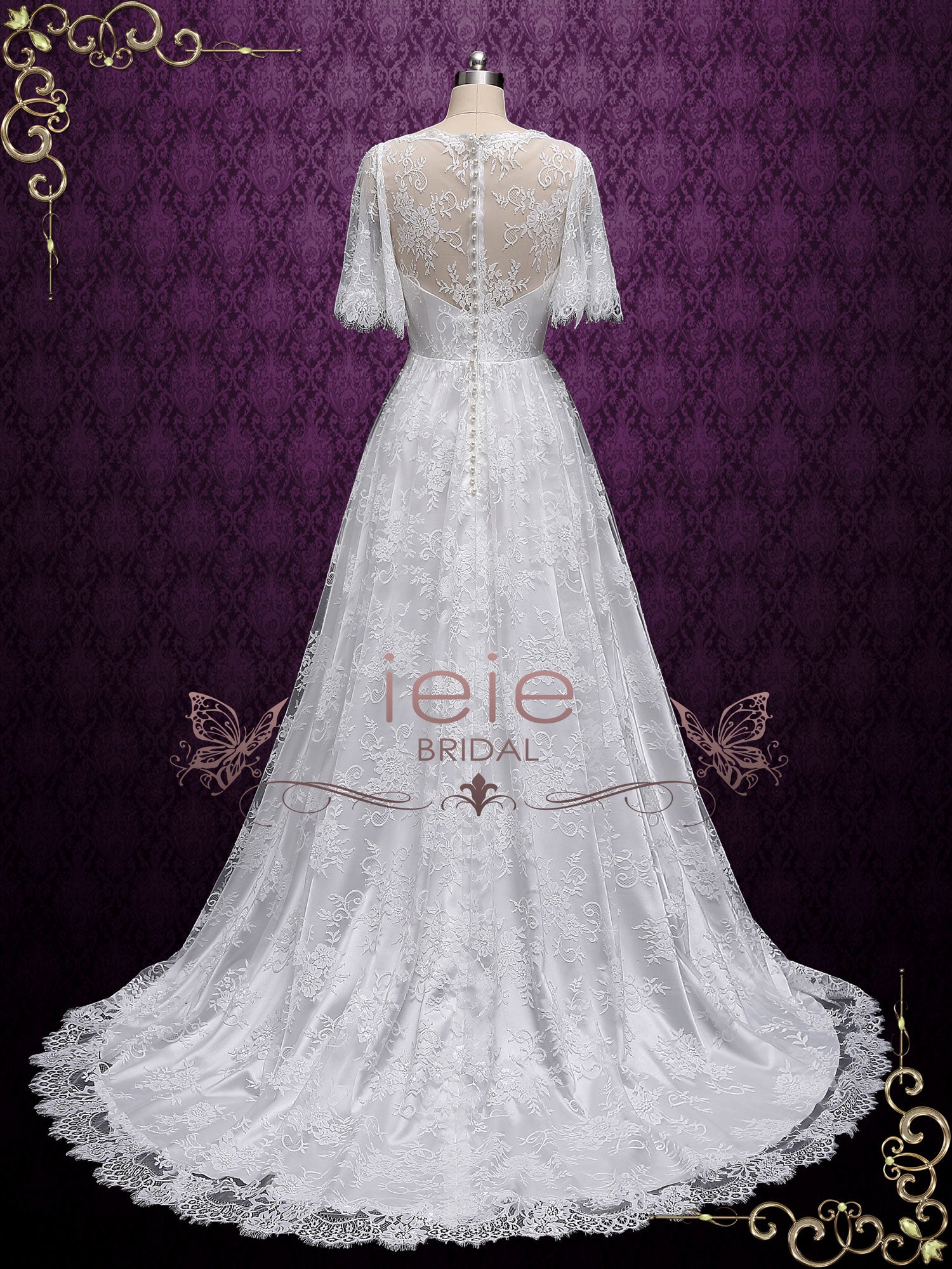 Butterfly Sleeve Wedding Dress