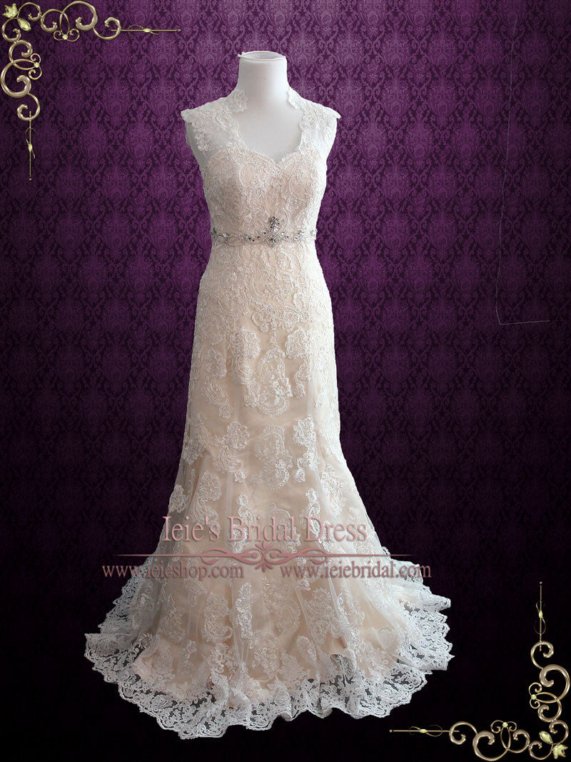 Vintage Style Lace Mermaid Wedding Dress with Keyhole Back | Brendina ...