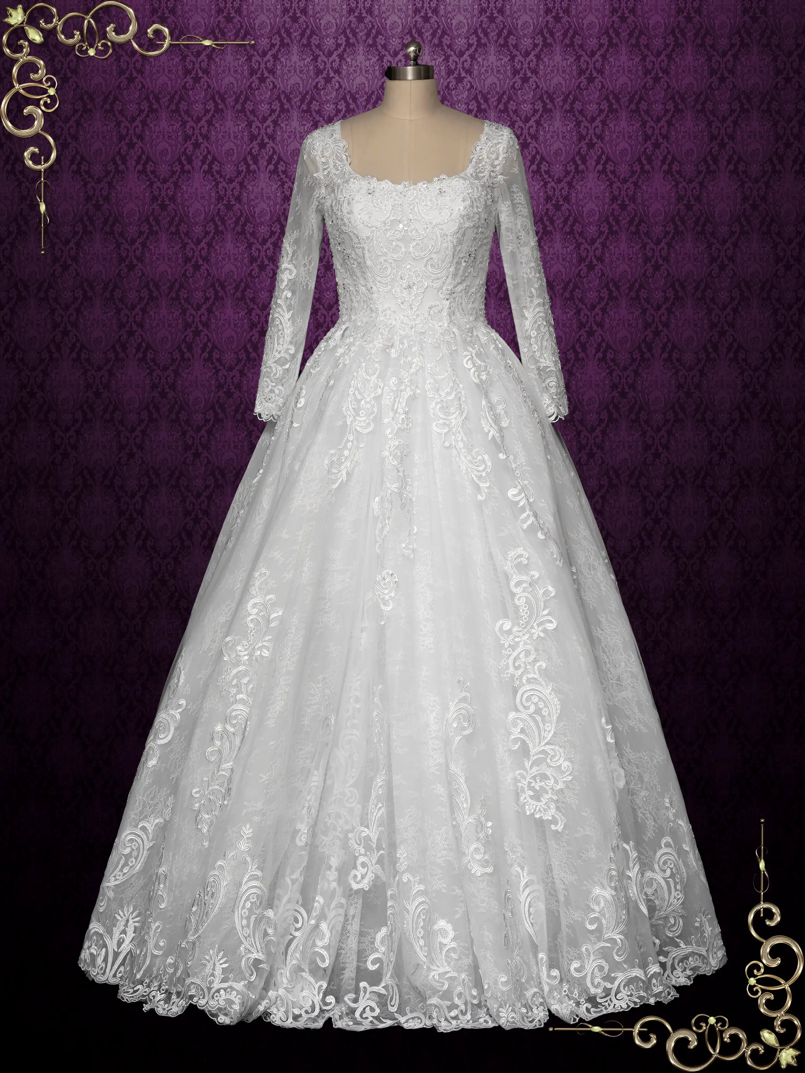 Ball Gown Lace Wedding Dress with Sleeves RIO – ieie