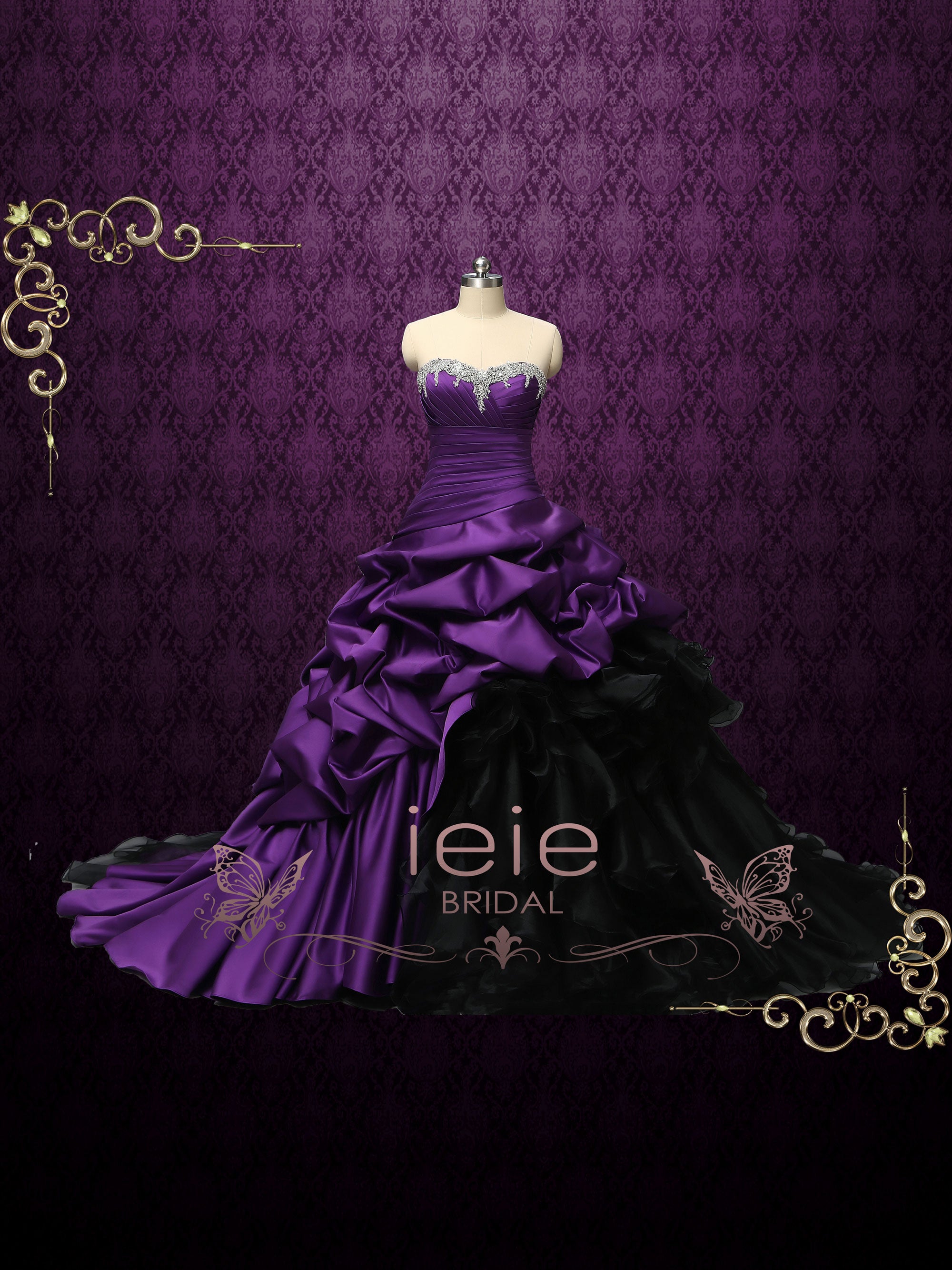 Black purple hot sale wedding dress