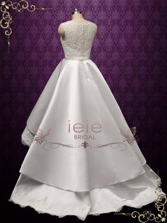 Modern Lace High Low Wedding Dress BECA – ieie Bridal