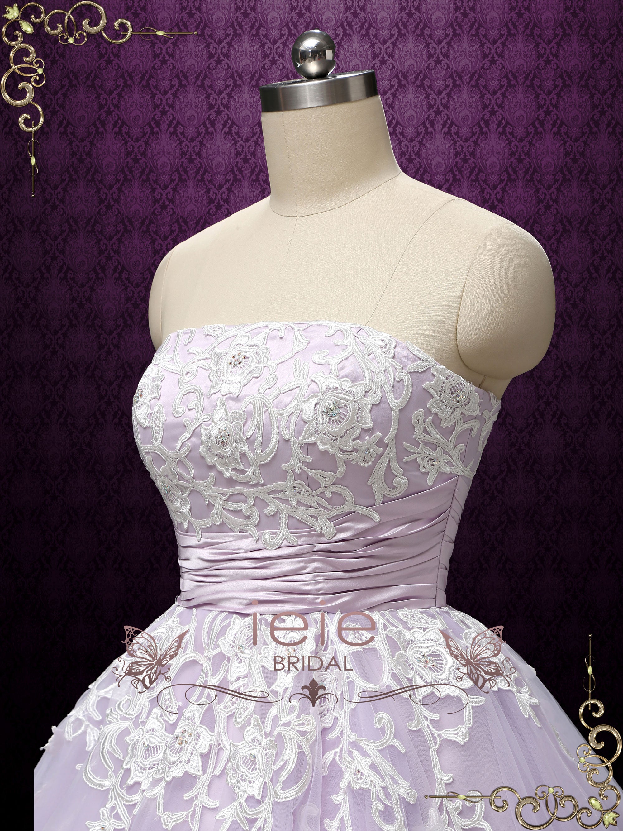 Lilac Purple Strapless Ballerina Style Tea Length Wedding Dress KELSEY ...