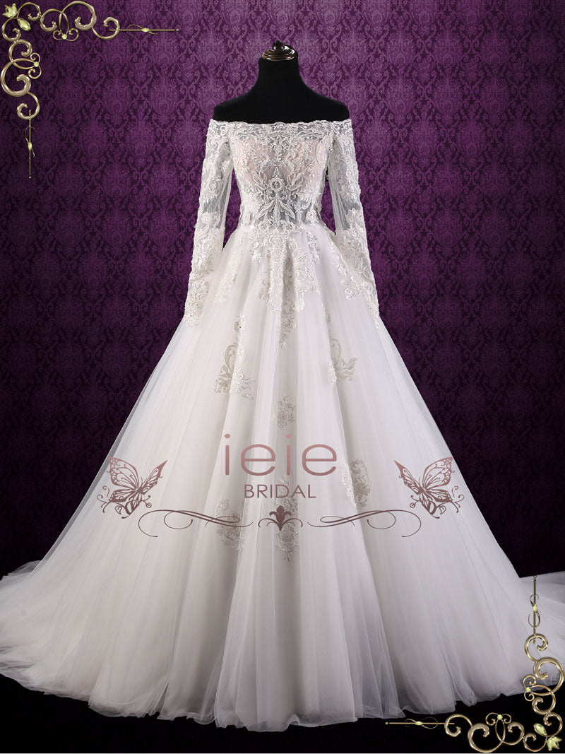 Off Shoulder Lace Ball Gown Wedding Dress CULLEN – ieie