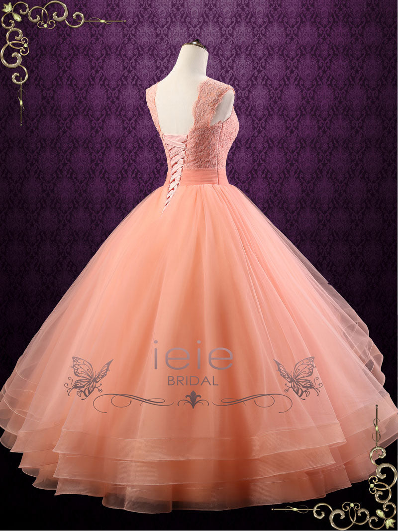 Wedding dress in hot sale peach colour