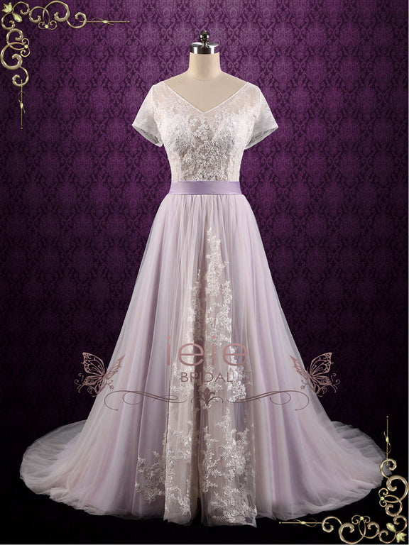 Purple Violet Lace Fairy Tale Wedding Wedding Dress HAYLEY – ieie