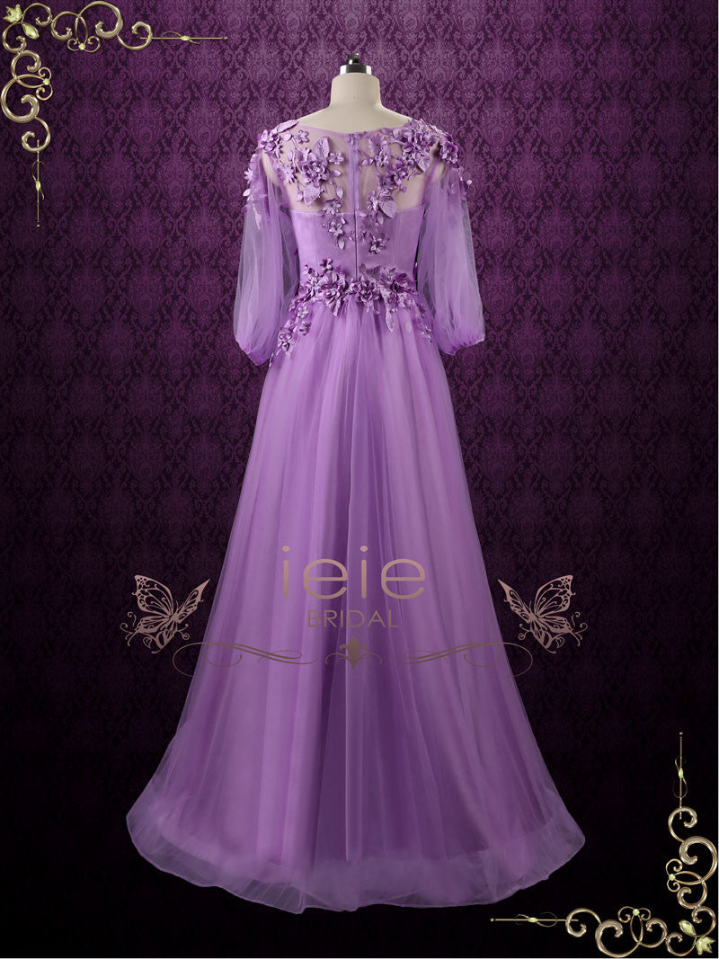 Purple Floral Formal Evening Dress Wedding Dress Camilla – Ieie