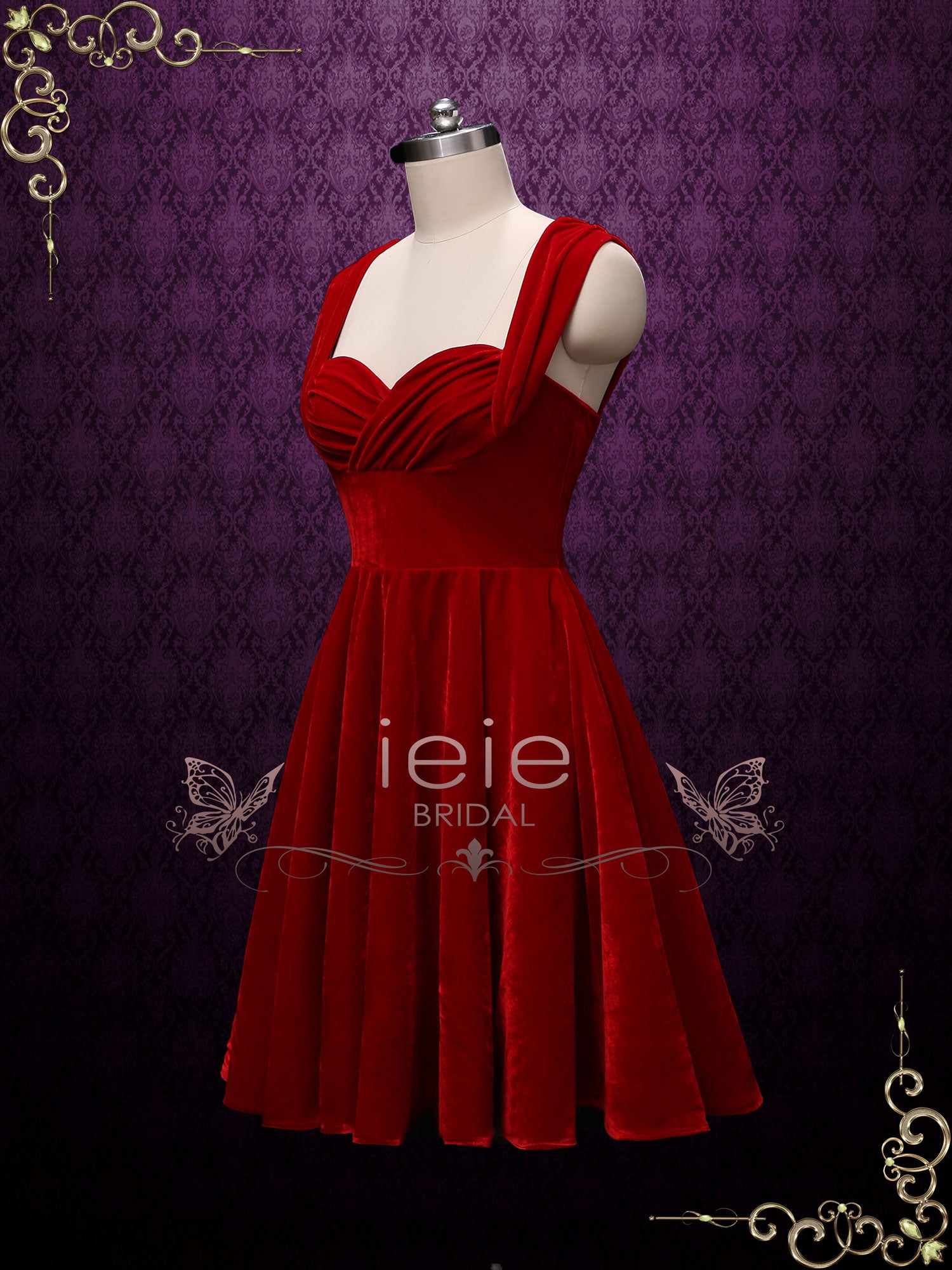 Vintage Tea Length Red Formal Dresses