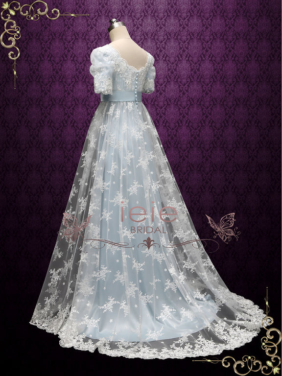 Powder Blue Regency Lace Evening Ball Gown HELENA – ieie