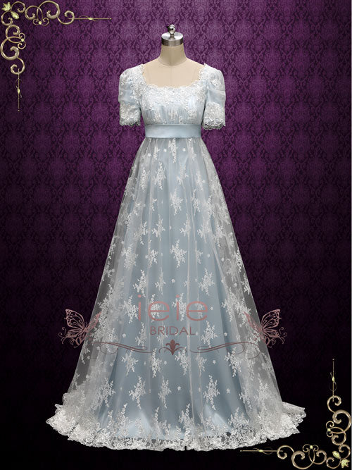 Powder Blue Regency Lace Evening Ball Gown HELENA – ieie