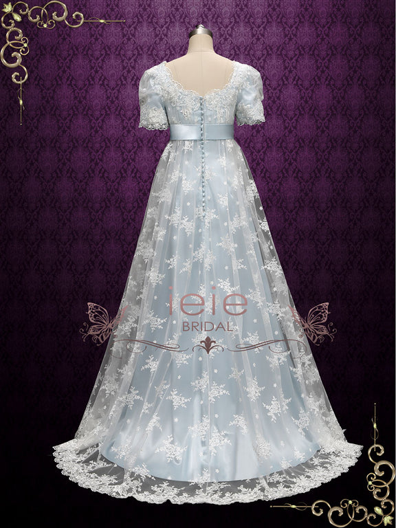 Powder Blue Regency Lace Evening Ball Gown HELENA – ieie