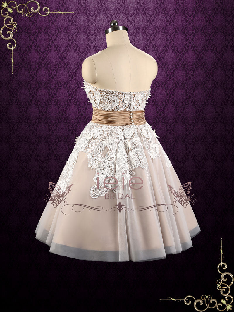 Vintage StyleTea Length Strapless Tulle Wedding Dress – ieie Bridal