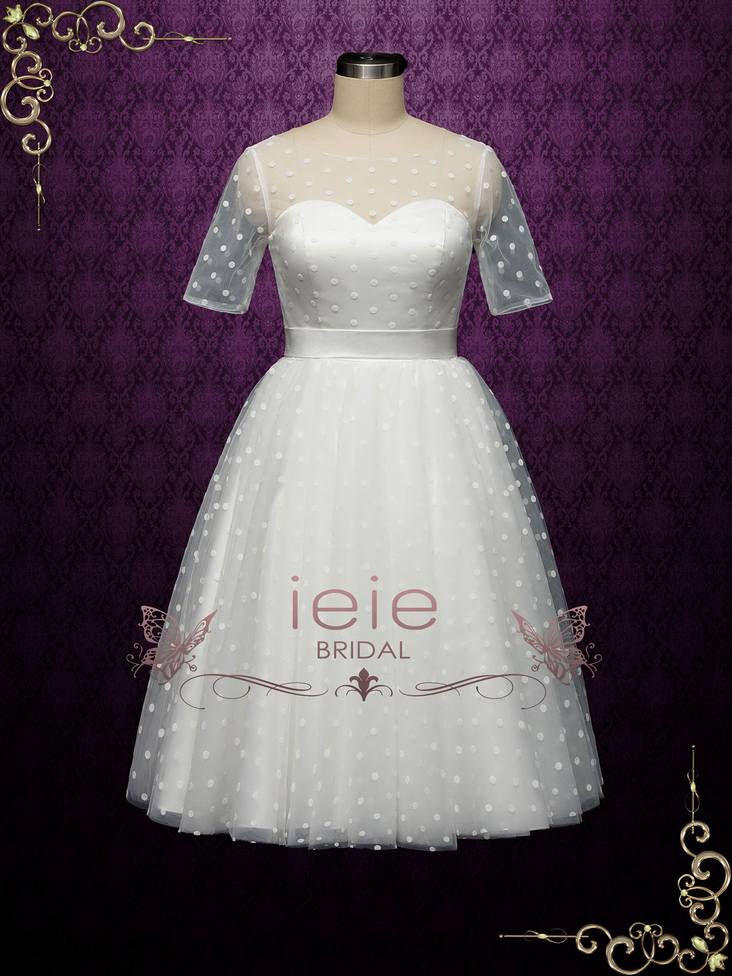 Retro Polka Dot Short Wedding Dress BRIELLE – ieie