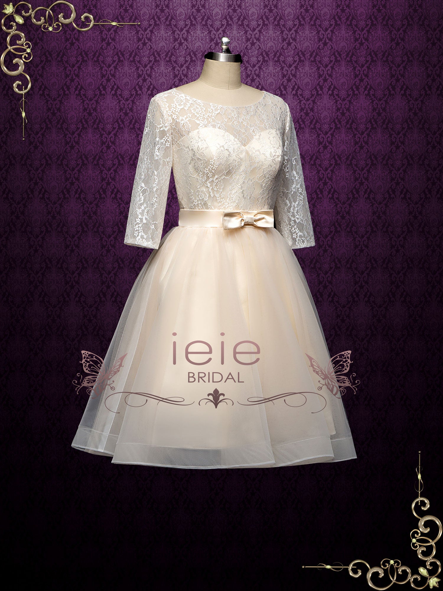 Champagne short wedding on sale dress