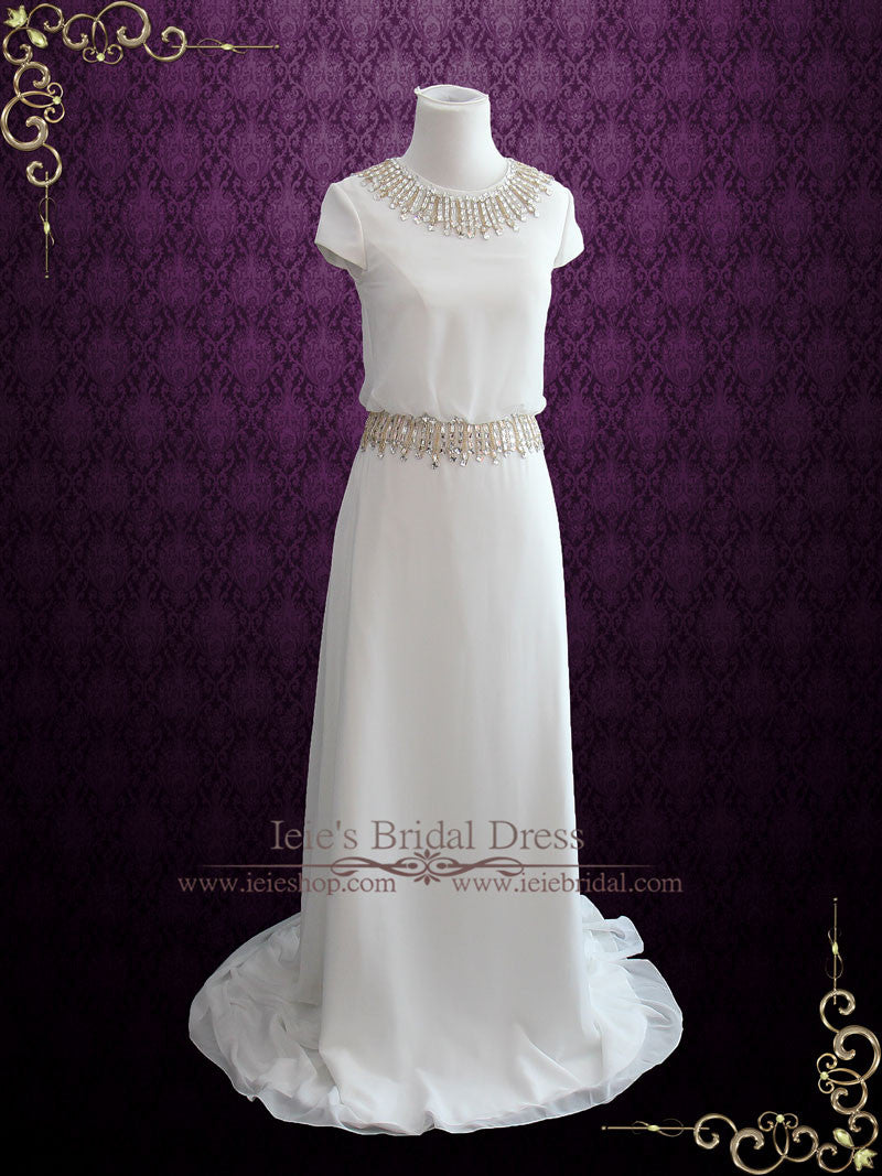 Simple Yet Elegant Chiffon Wedding Dress With Cap Sleeves Lea – Ieie