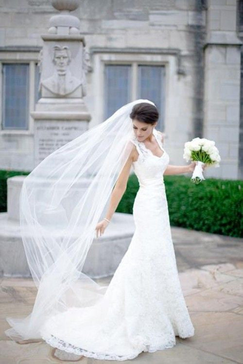 Simple Long Tulle Bridal Veil Viniodress Ac1304